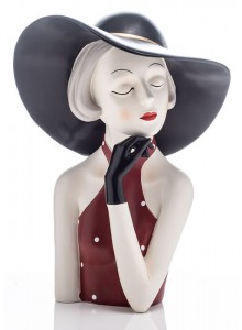 The Grange Collection Lady Figurine Black Hat 20x14x27cm