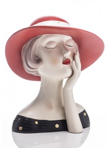 The Grange Collection Lady Figurine Red Hat 16x12x17.5cm