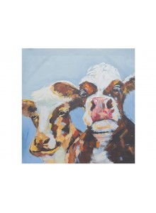 The Grand Collection Two Cow Canvas 80x80cm