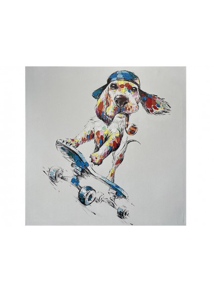 The Grange Collection Dog on Skateboard Canvas 70x70cm