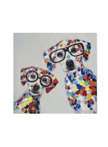 The Grange Collection Two Dogs in Glasses Canvas 70x70cm