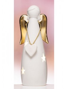 The Grange Collection Ceramic Angel with LED Heart