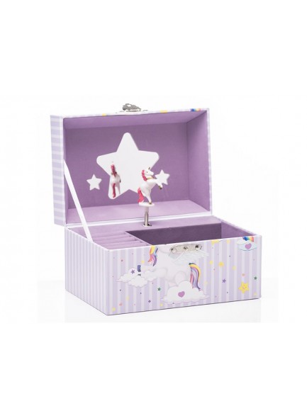 The Grange Collection Unicorn Children's Music Box Purple 18x12x10cm