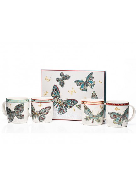 The Grange Collection Butterfly Mug Set of 4