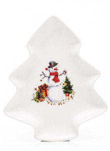 The Grange Collection Christmas Snowman Serving Plate 21x25x2.5cm