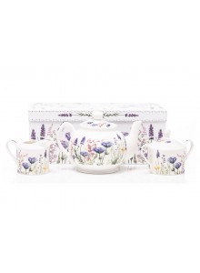 The Emma James Purple Design 3-Piece Tea Set - Teapot, Sugar & Milk Jug