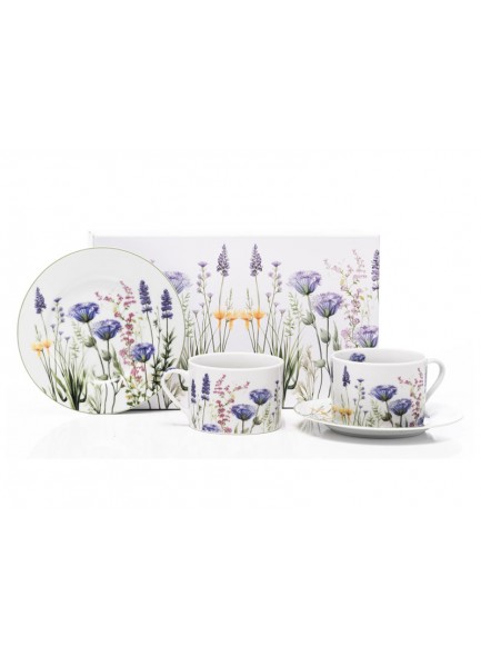 The Emma James Purple Design Coffee Cup & Saucer, Set 2