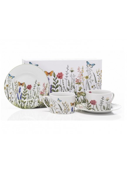 The Emma James Rose Design Coffee Cup & Saucer, Set 2