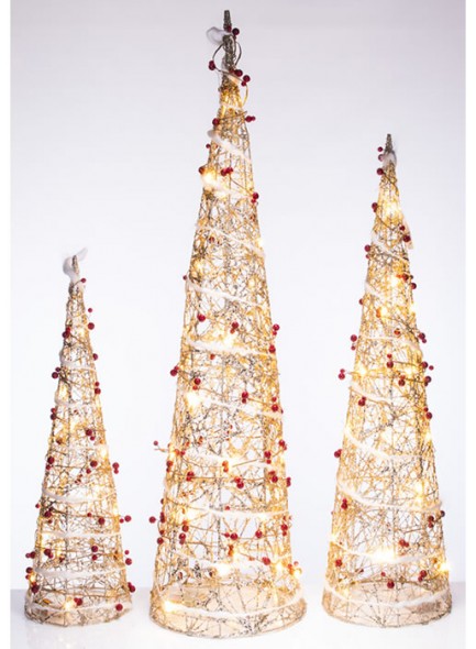 The Grange Christmas Set of 3 Cones, 60cm, 80cm, 100cm
