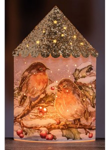 The Grange Collection Christmas LED Paper Lantern Robin 105x21cm