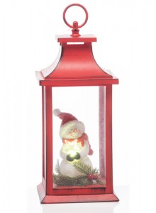 The Grange Collection Christmas Lantern with LED Snowman 14x14x30cm