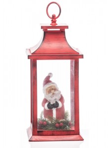 The Grange Collection Christmas Lantern with LED Santa 14x14x30cm