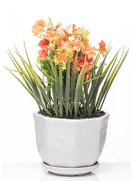 The Grange Collection Artificial Flowers in Ceramic Pot - Yellow