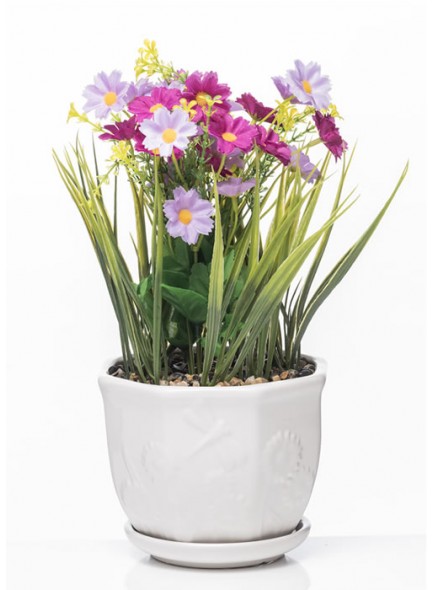 The Grange Collection Artificial Flowers in Ceramic Pot - Mixed Colour