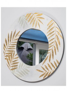 The Grange Collection Round Mirror with Gold Leaf Design