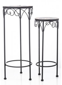 The Grange Collection Mosaic Set of 2 Plant Stands