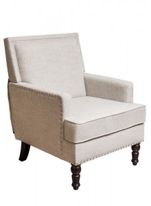 The Grange Collection Linen Armchair in Grey 65x74x90cm