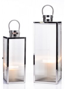 The Grange Collection Silver Stainless Steel Lantern Set of 2
