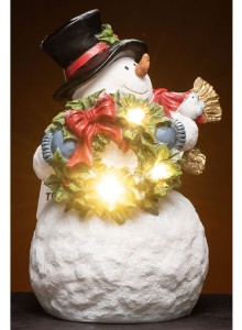 The Grange Collection LED Ceramic Snowman & Wreath