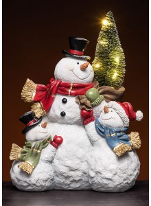 The Grange Collection LED Ceramic Snowman Family