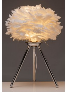 The Grange Collection Chrome Tripod Lamp with Feather Shade 47x30cm