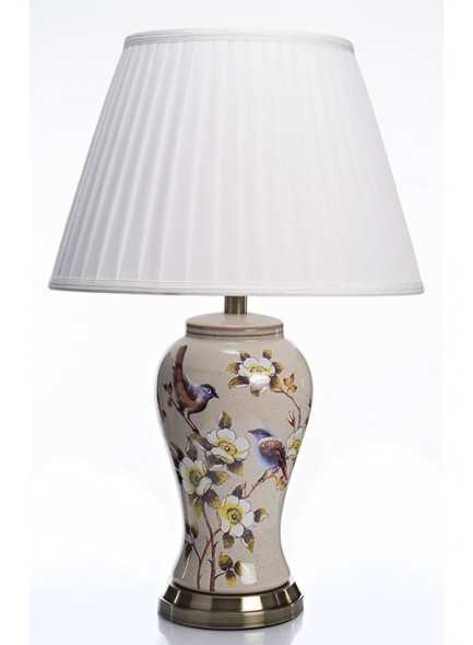 The Grange Collection Ceramic Bird with Flower Lamp
