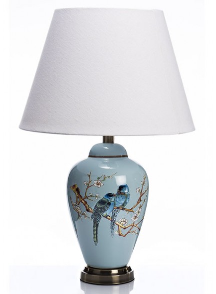 The Grange Collection Ceramic Blue Bird Lamp