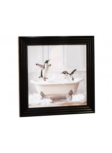 Stonewall Gallery Framed Picture Penguins in the Bath 40x40x17cm