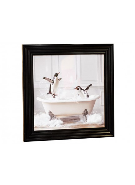 Stonewall Gallery Framed Picture Penguins in the Bath 40x40x17cm