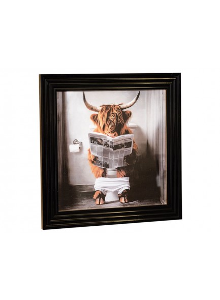 Stonewall Gallery Framed Picture Bison in the Bathroom 40x40x17cm