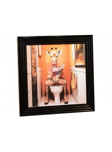 Stonewall Gallery Framed Picture Giraffe in the Bathroom 40x40x17cm