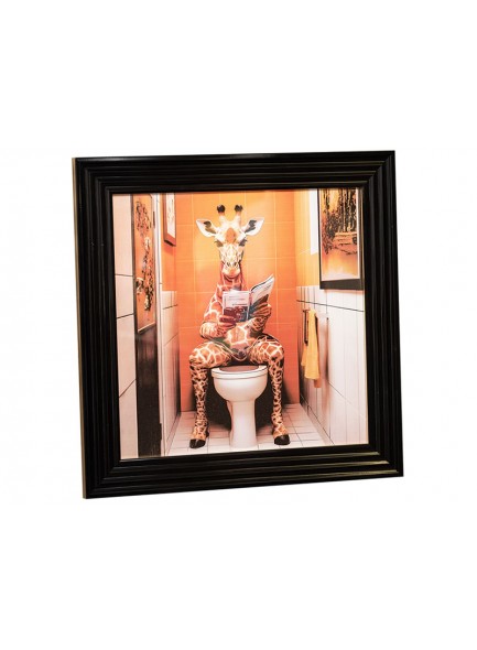 Stonewall Gallery Framed Picture Giraffe in the Bathroom 40x40x17cm