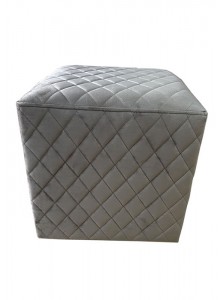 The Grange Collection Cubic Stool with Quilted Velvet (Taupe)
