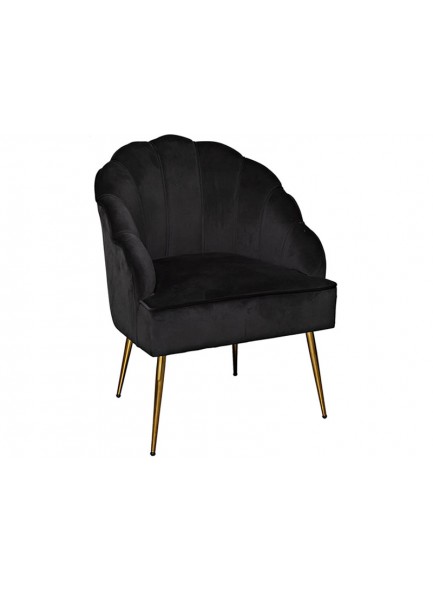The Grange Collection Shell Arm Chair - Black with Gold Legs - 63x60x89cm