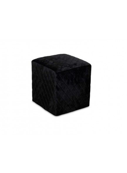 Cubic Stool with Quilted Velvet - Black - 41x41x41cm